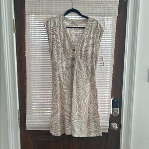 LOFT Cream V-Neck Sleeveless Mini Sundress